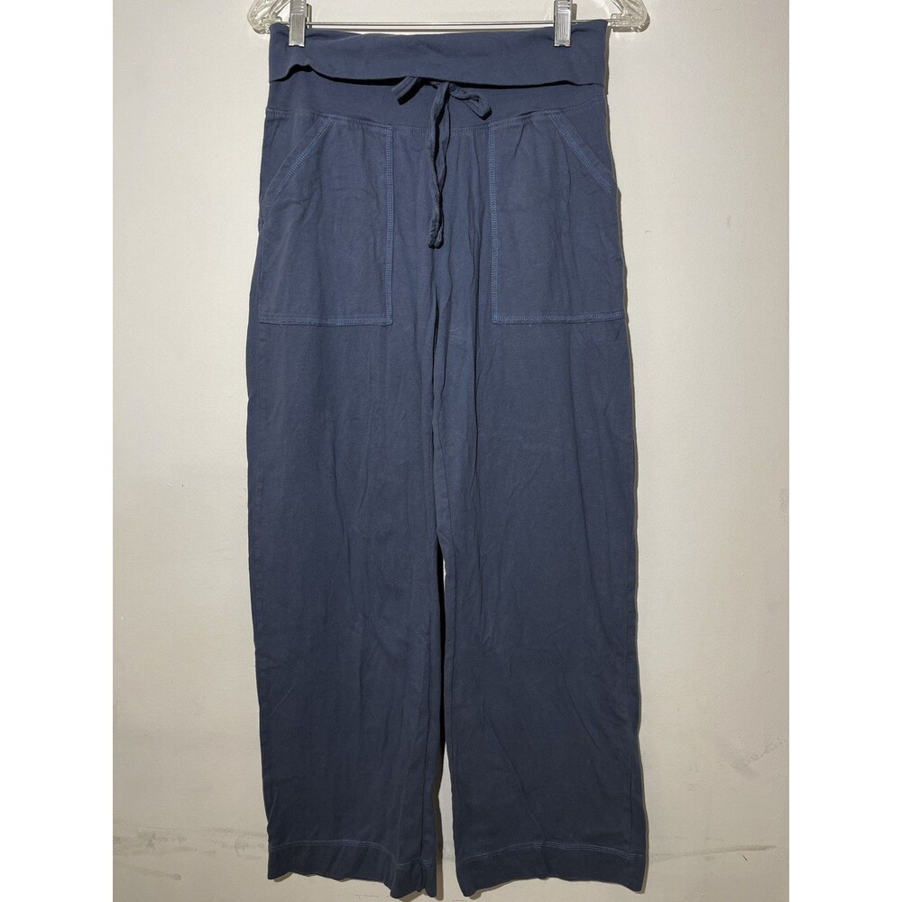 Pact Wide Leg Lounge Pants Women Size S Blue Organic Cotton Workout Athletic